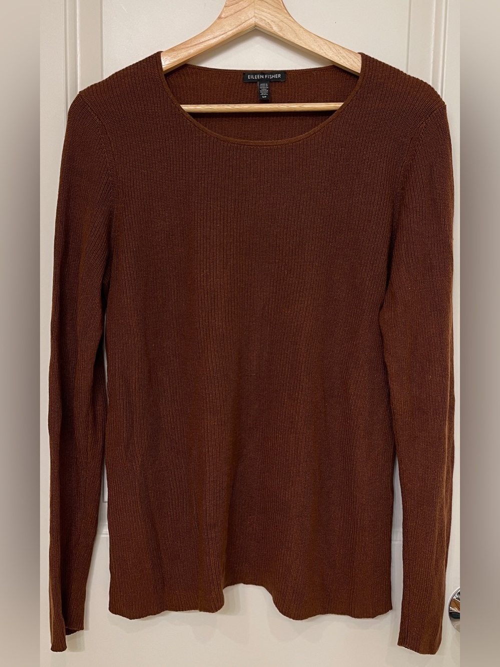 Eileen Fisher Brown Crewneck Knit Sweater